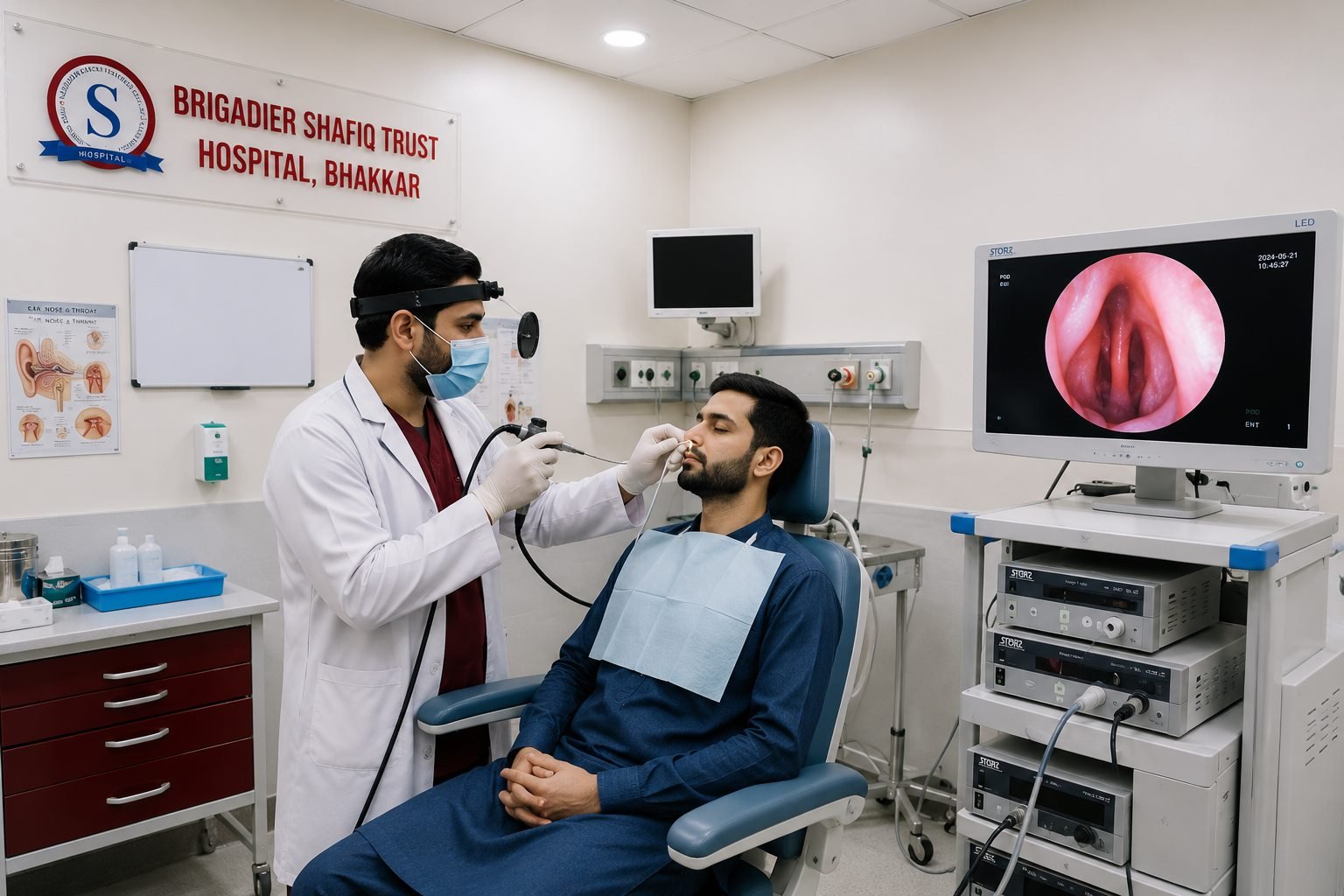 Photo of the ENT examination room with endoscopy unit