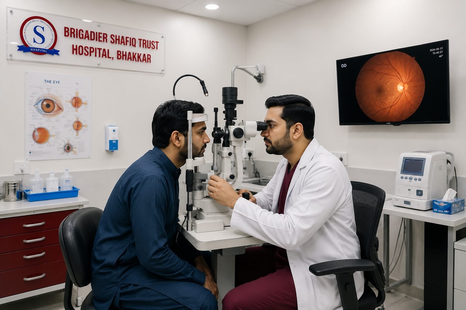 Photo of the eye examination room with slit lamp