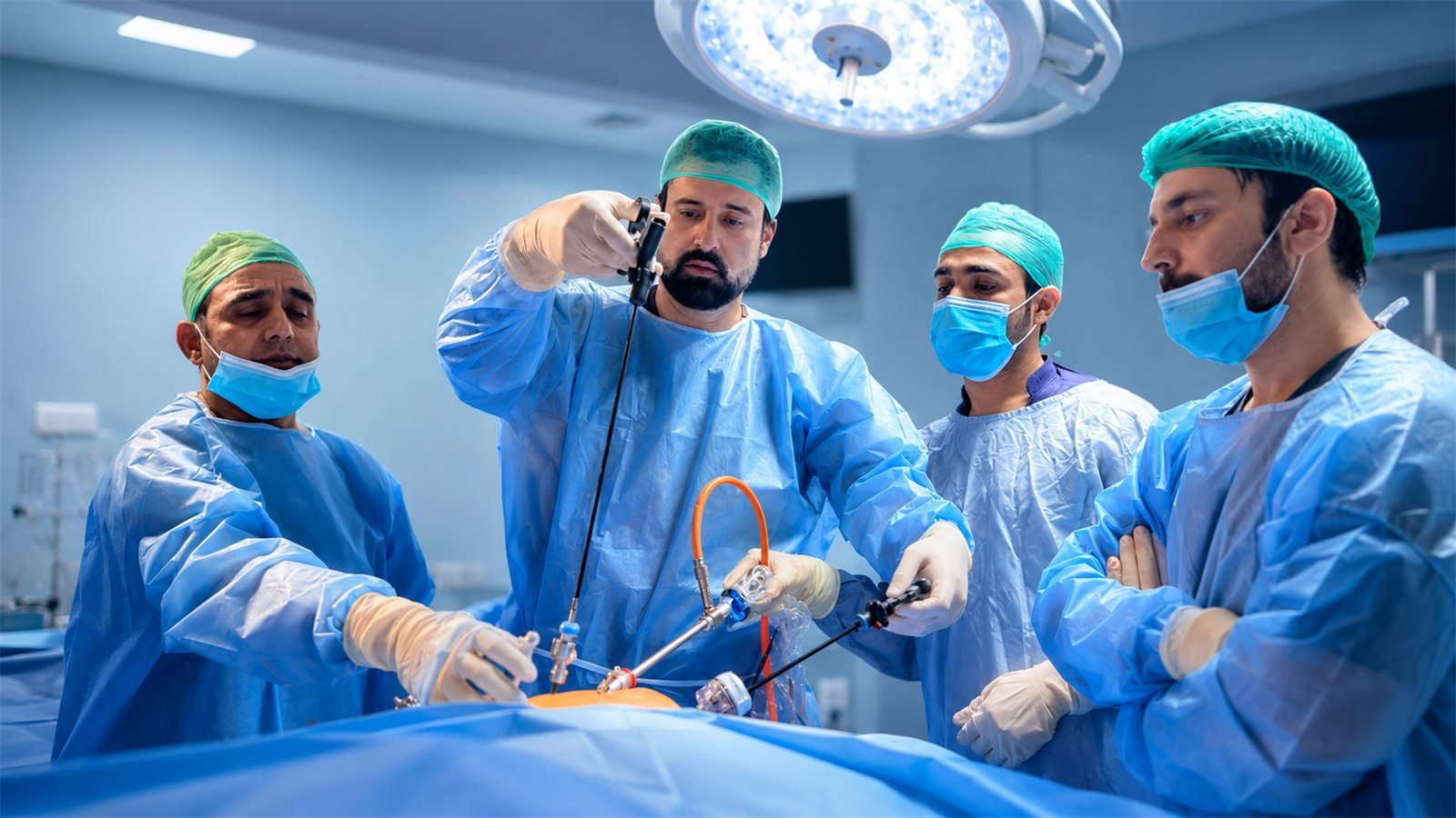 Photo of the urology operation theater and endoscopy equipment